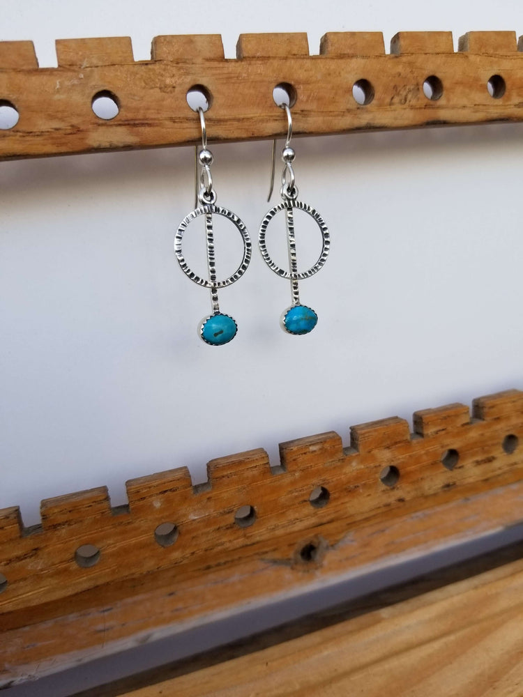 Pendulum Earrings - Turquoise with Circle