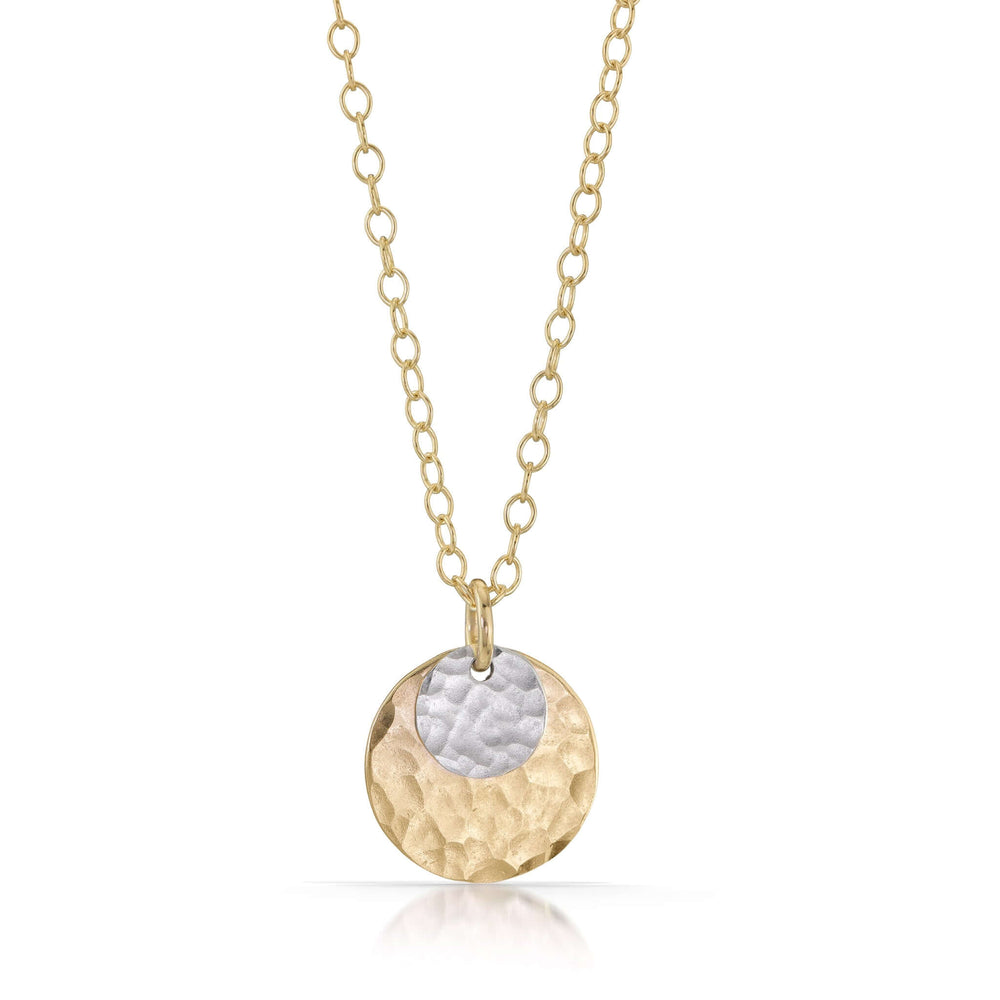 Silver on Gold Disc Necklace