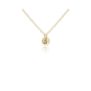 Mini Gold Initial Disc Necklace