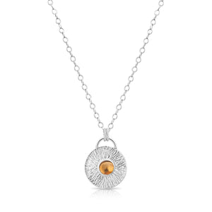 Starburst round necklace in citrine closeup 053.