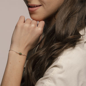 Alora Bracelet with Jade on Sterling Silver medium shot on model.