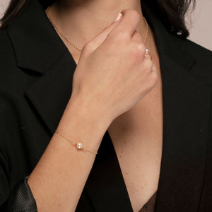 Alora Bracelet with Pearl on 14k Gold Fill on model.