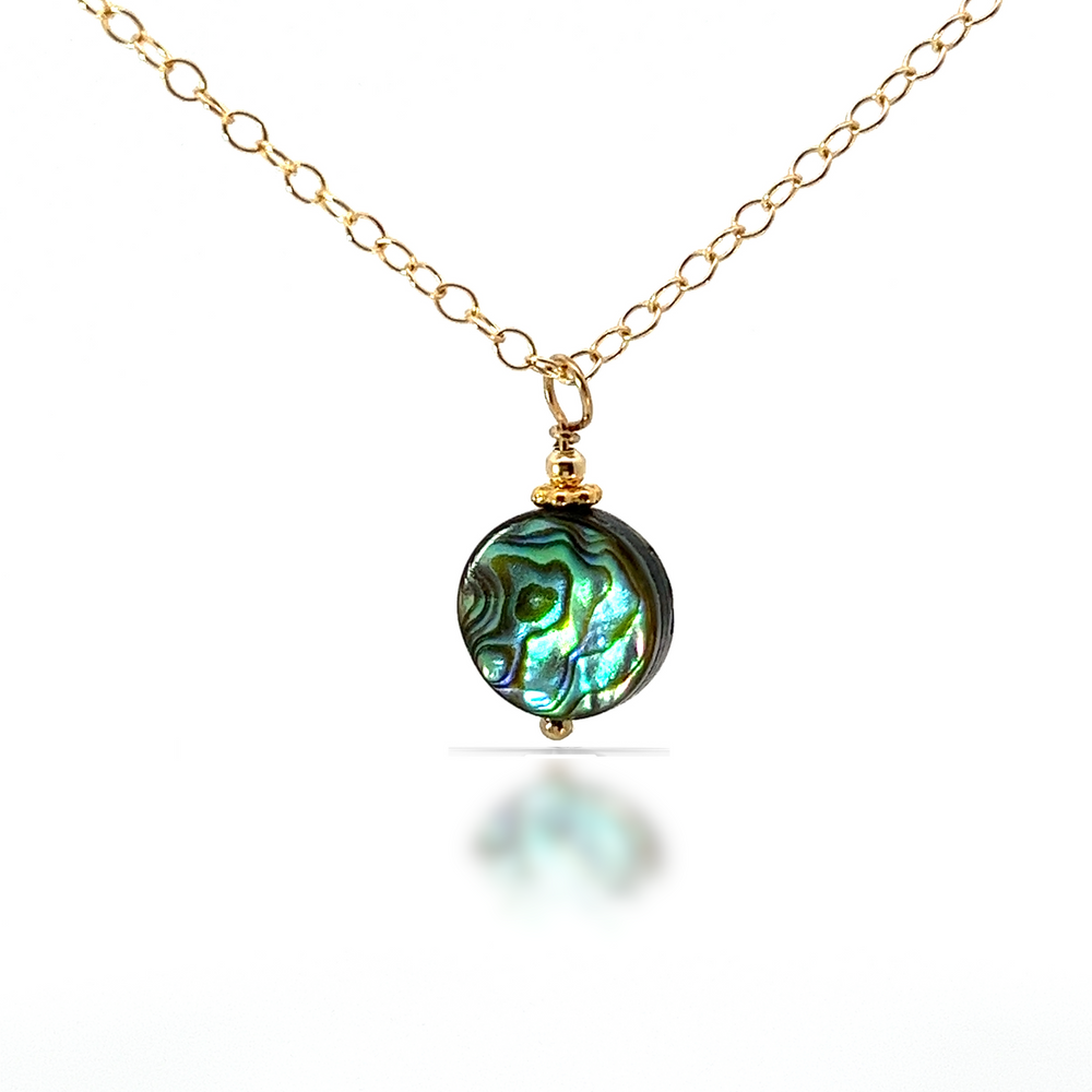 Alora abalone necklace on 14k Gold Fill.