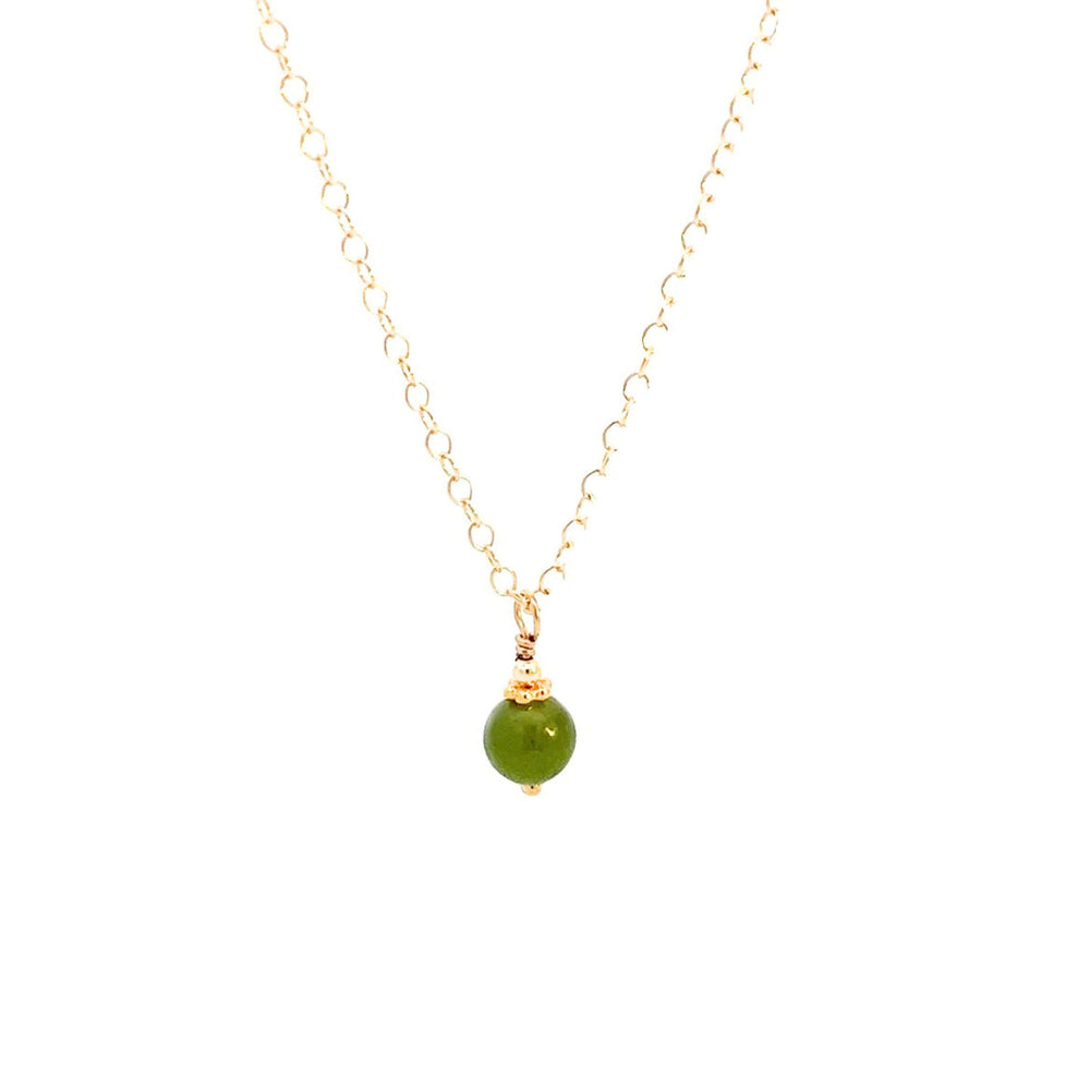 Alora jade necklace on 14k gold fill.