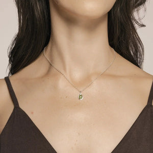 Jade Necklace on model.