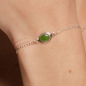 
                
                    Load image into Gallery viewer, Jade Ria bracelet on model in closeup.
                
            