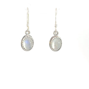 Rainbow Moonstone Ria earrings in silver.