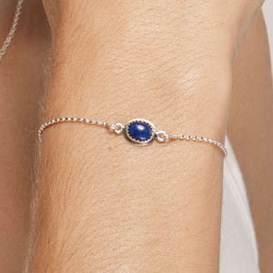 
                
                    Load image into Gallery viewer, Ria Bracelet in Lapis Lazuli on model.
                
            