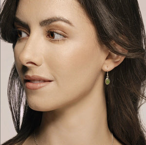 
                
                    Load image into Gallery viewer, Ria Earrings with Jade on model.
                
            