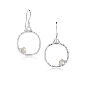 Cornerstone cushion frame earrings medium size with moonstone.