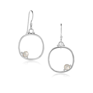 
                
                    Load image into Gallery viewer, Cornerstone cushion frame earrings medium size with moonstone.
                
            