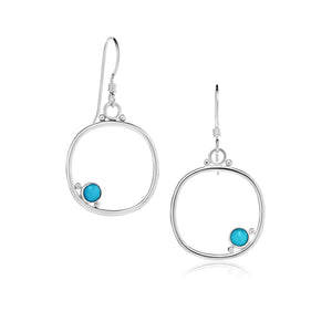 Cornerstone cushion frame earrings medium size with turquoise.