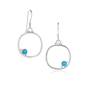 Cornerstone cushion frame earrings medium size with turquoise.