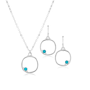 
                
                    Load image into Gallery viewer, Cornerstone cushion frame jewelry set in medium size with turquoise.
                
            