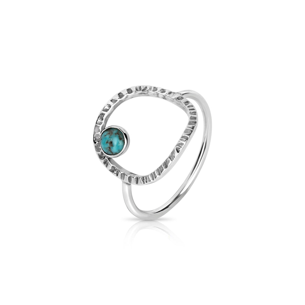 
                
                    Load image into Gallery viewer, Cushion Frame Ring textured with a Turquoise stone.
                
            