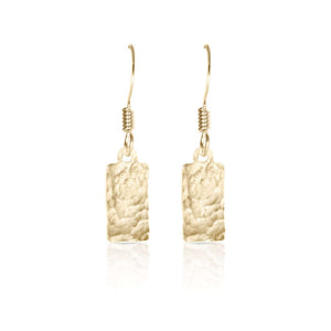 Gold rectangle handmade earrings.