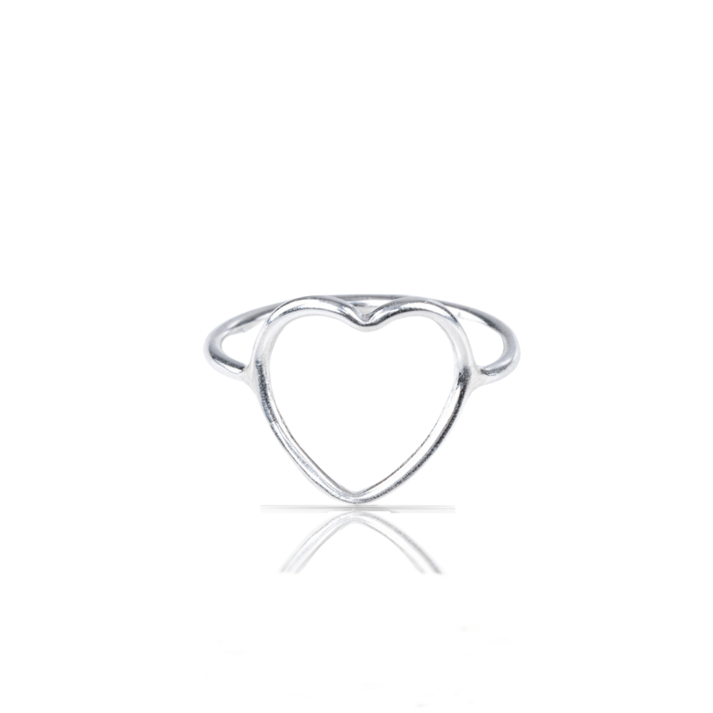 Heart plain silver ring.