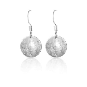 Silver concave disc earrings.