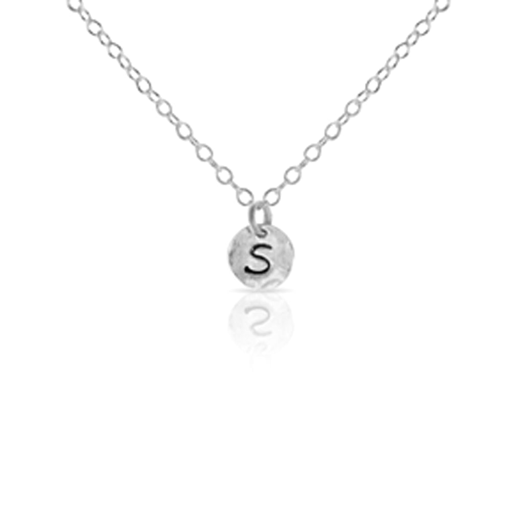 Mini Silver Initial Disc Necklace