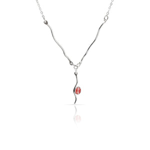 Silver pink wave necklace.