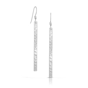 
                
                    Load image into Gallery viewer, Silver skinny bar earrings.
                
            