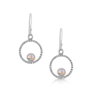Sunrise circle earrings with Labradorite in Sterling Silver.