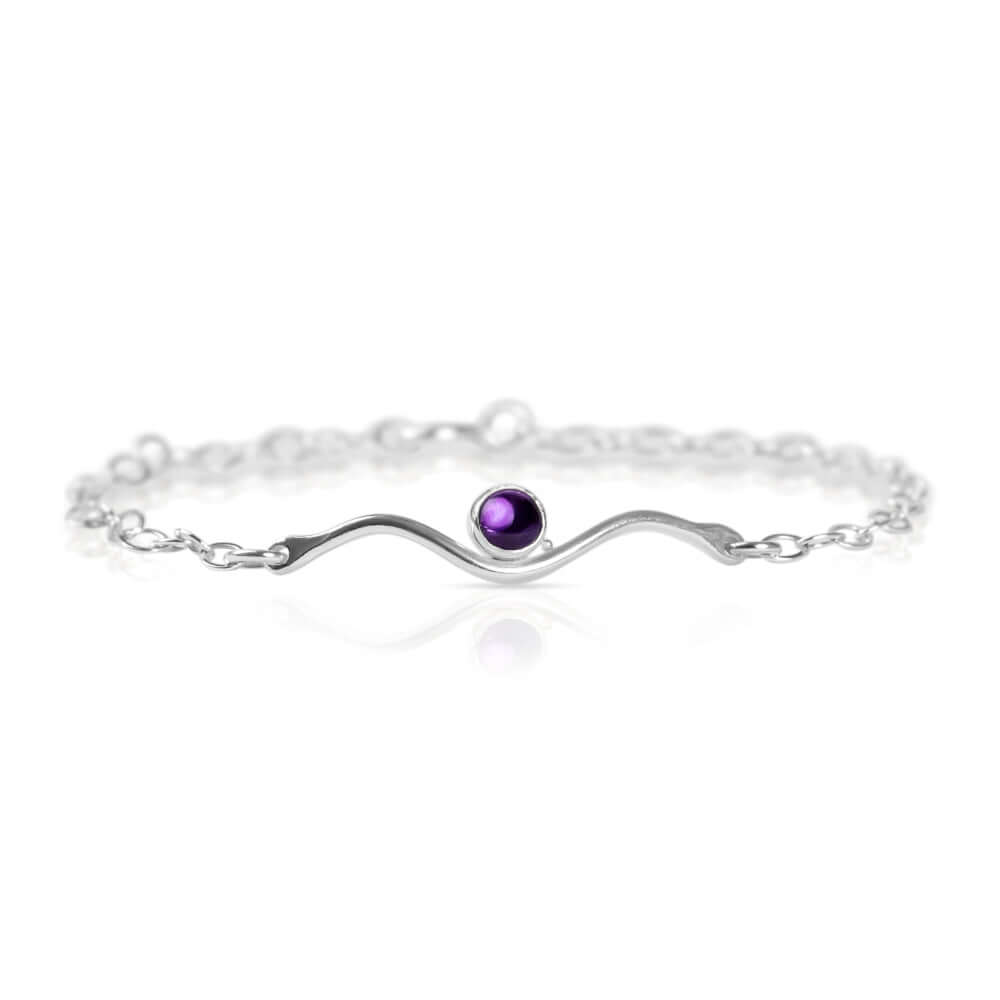 
                
                    Load image into Gallery viewer, Sterling silver amethyst wave and chain bracelet.
                
            